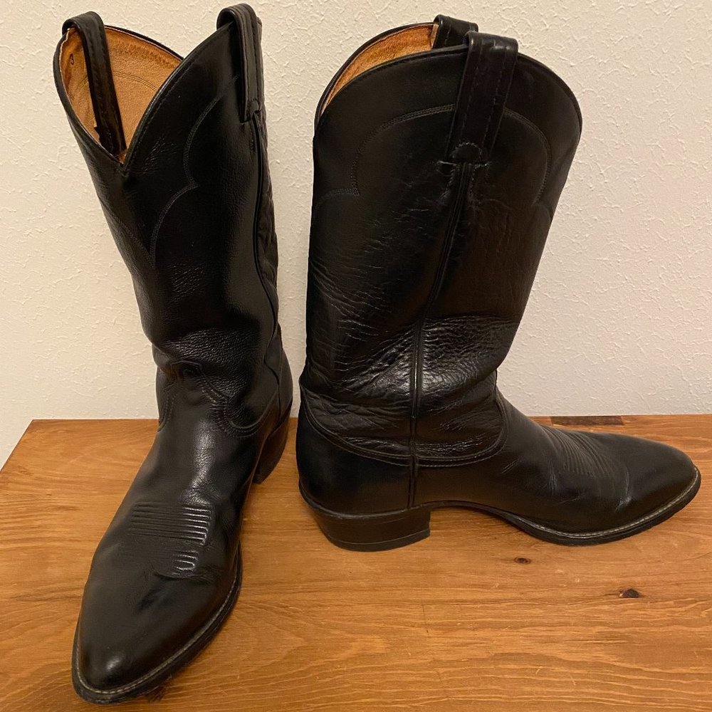 Tony Lama Vintage Black Premium Leather Western Boots